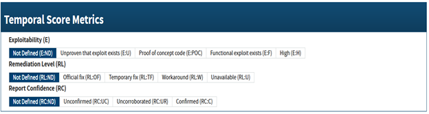 CVE. Temporal Score Metrics